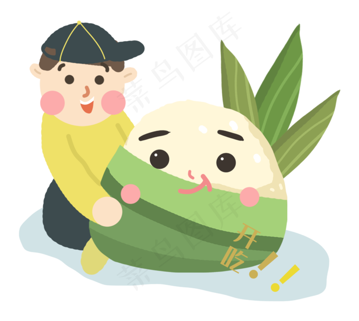 端午节小男孩开吃粽子粽叶(2635X2362(DPI:300))psd模版下载