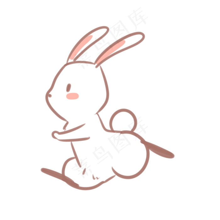 一只奔跑着的小兔子,免抠元素(2100*2100px 300 dpi )psd模版下载