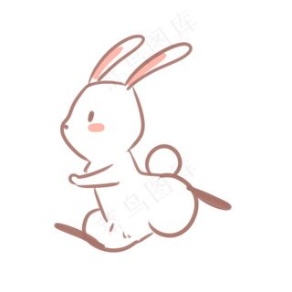 一只奔跑着的小兔子,免抠元素