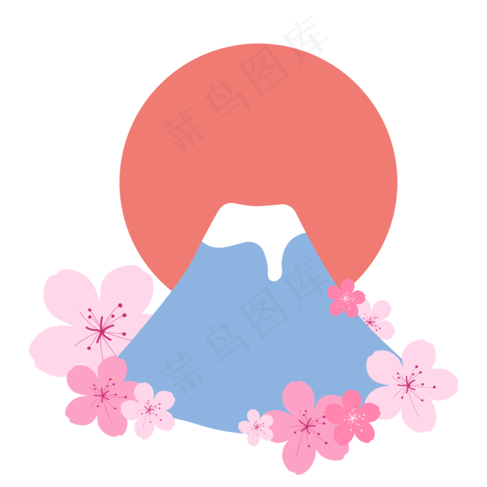 富士山下的浪漫樱花,免抠元素