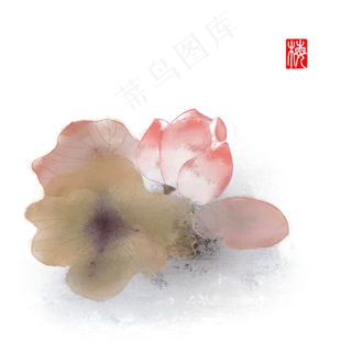 装饰古风元素荷花可商用元素