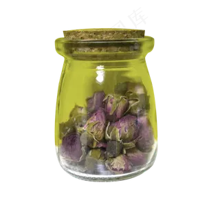 玻璃瓶里的玫瑰花茶