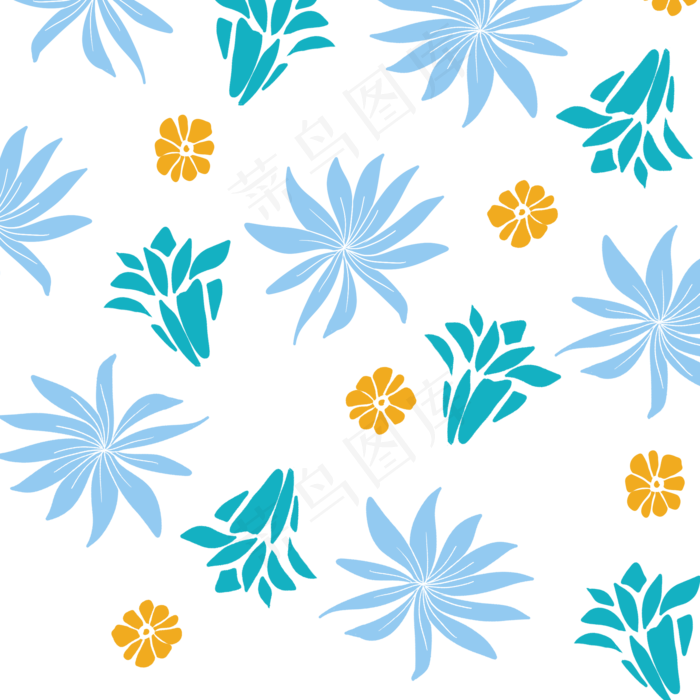 蓝色小清新简约手绘碎花底纹