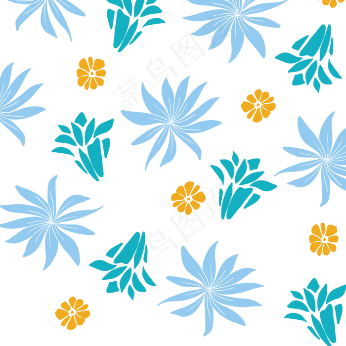 蓝色小清新简约手绘碎花底纹(2000X2000(DPI:300))psd模版下载