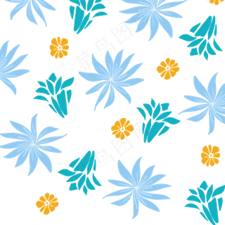 蓝色小清新简约手绘碎花底纹