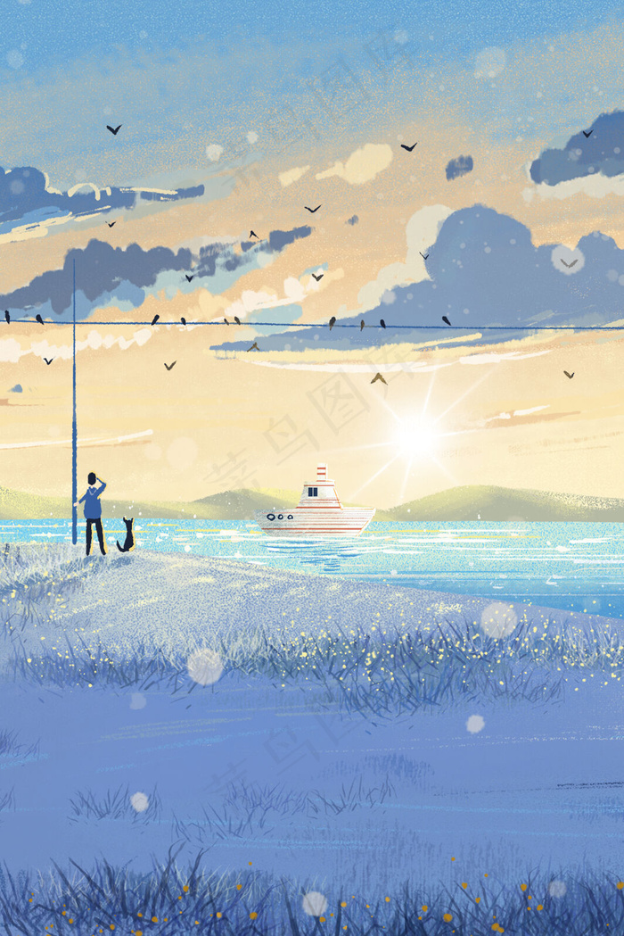 海边等待天空治愈系小清新(3545*5315px 300 dpi )psd模版下载