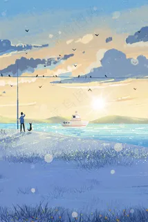 海边等待天空治愈系小清新 海边等待天空治愈系小清新