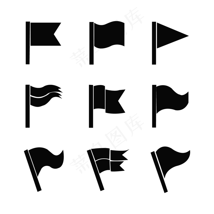 9个矢量元素旗帜