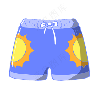 一条手绘的蓝色游泳裤