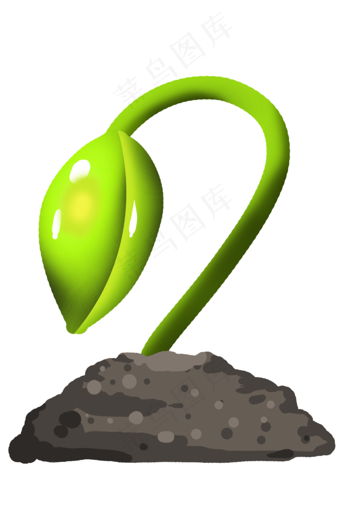 刚出来的绿芽插画,免抠元素