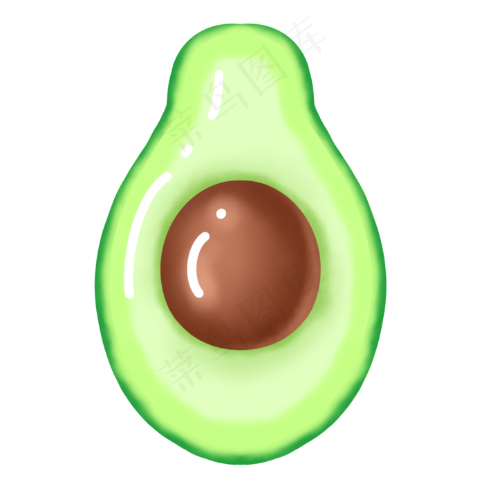 手绘半个牛油果