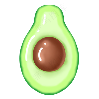 手绘半个牛油果