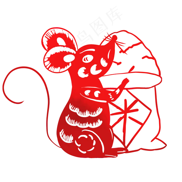 鼠年动物剪纸,免抠元素(2000X2000(DPI:300))psd模版下载