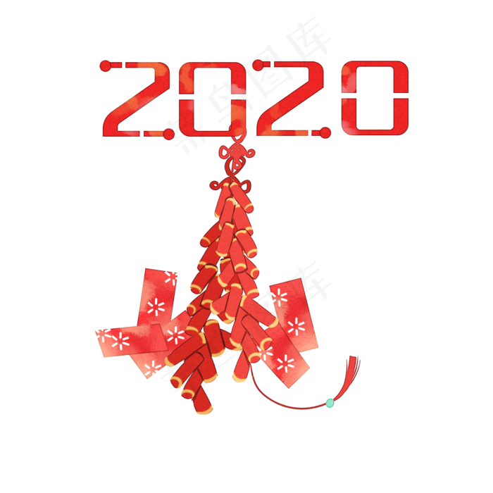 新年红鞭炮装饰,免抠元素(2000X2000(DPI:300))psd模版下载