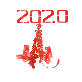 新年红鞭炮装饰,免抠元素