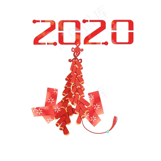 新年红鞭炮装饰,免抠元素