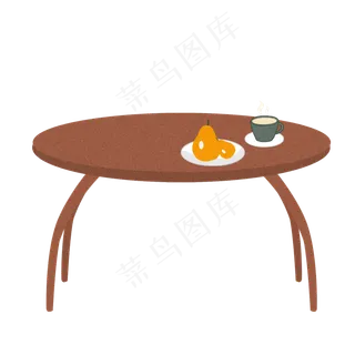 茶几上的咖啡和水果可商用元素