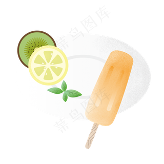 夏日水果切片与冰棒