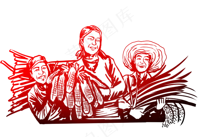农民人物形象剪影,免抠元素(2900X2000(DPI:300))psd模版下载