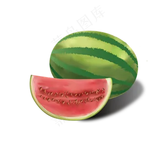 矢量手绘逼真写实西瓜可商用元素