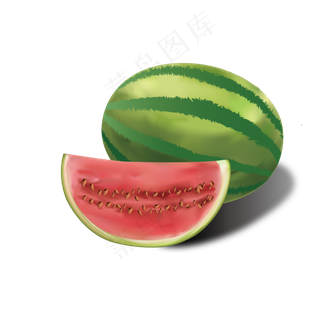矢量手绘逼真写实西瓜可商用元素