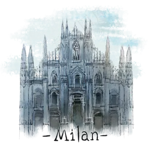 意大利米兰教堂旅游,免抠元素