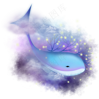 梦幻梦境动物鲸鱼,免抠元素