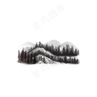 水墨画之中国山水景色局部免抠素