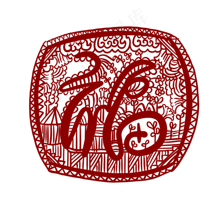 窗花剪纸2020新年,免抠元素(2000X2000(DPI:300))psd模版下载