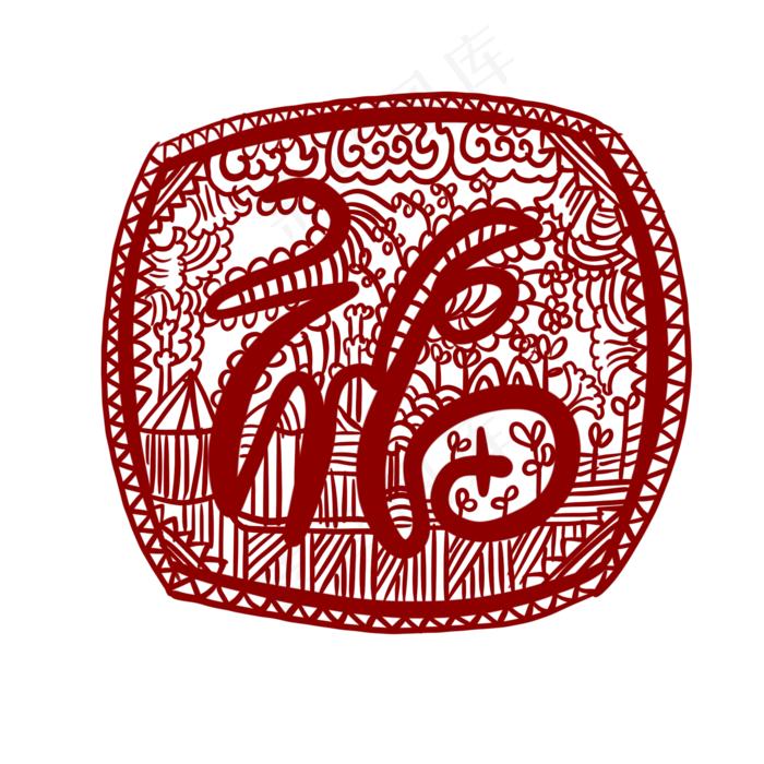 窗花剪纸2020新年,免抠元素(2000X2000(DPI:300))psd模版下载