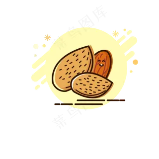 暖色调夏日巴旦木坚果扁平化图案