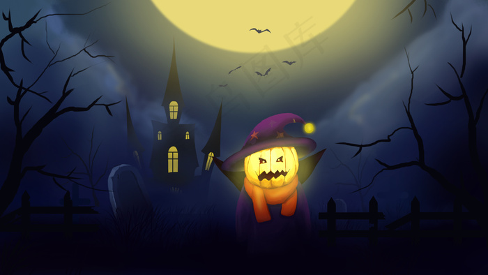 万圣节恐怖墓地插画