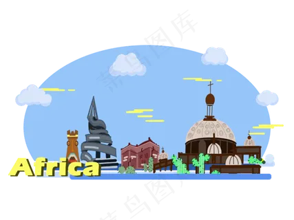 非洲旅游地标建筑,免抠元素