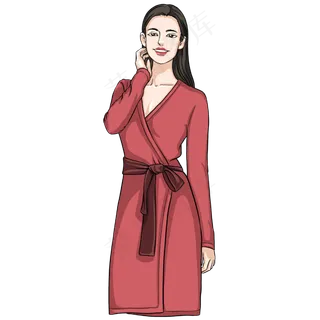 三八妇女节穿红裙子的美女,免抠元素