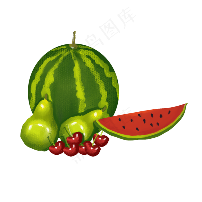 手绘水果png素材(2000X2000(DPI:300))psd模版下载