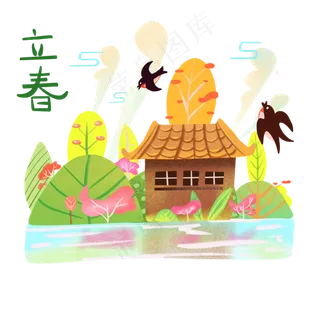 春日二十四节气燕子温暖PNG装饰,免抠元素