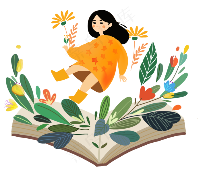 手绘梦幻少女免抠图