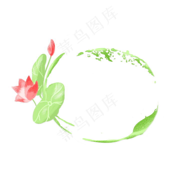 春夏荷花边框png素材(2000X2000(DPI:300))psd模版下载
