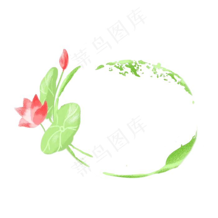 春夏荷花边框png素材(2000X2000(DPI:300))psd模版下载