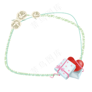 手绘爱情礼物线性边框