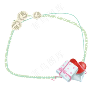 手绘爱情礼物线性边框