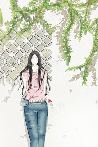 夏日里墙角下的姑娘