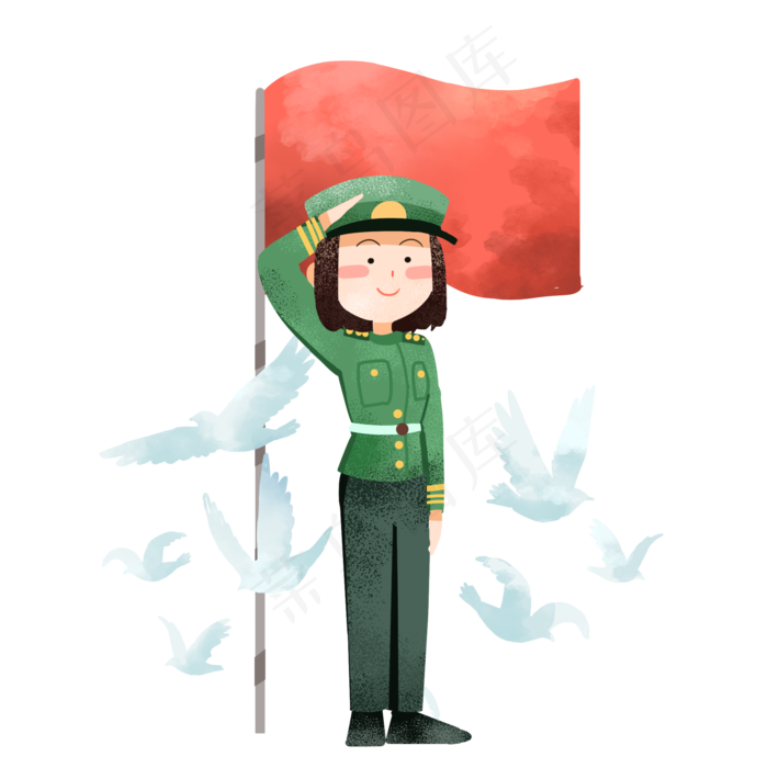 建军节军人国旗(2000X2000(DPI:300))psd模版下载