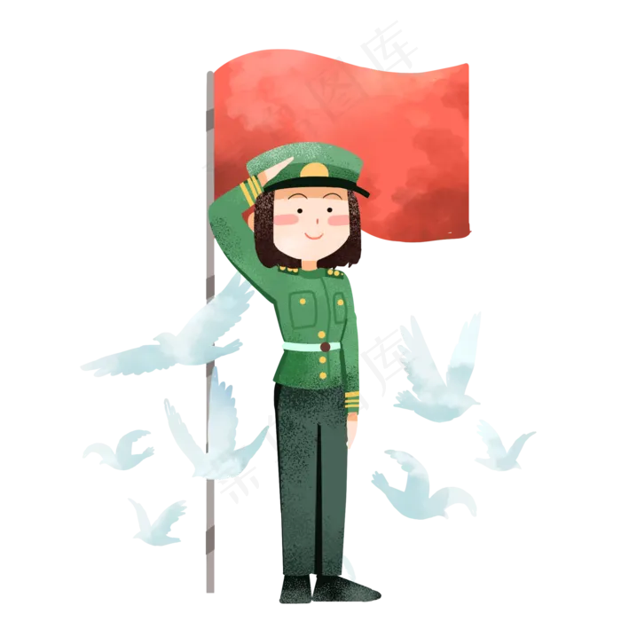 建军节军人国旗(2000X2000(DPI:300))psd模版下载