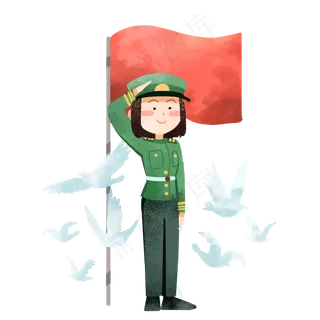 建军节军人国旗