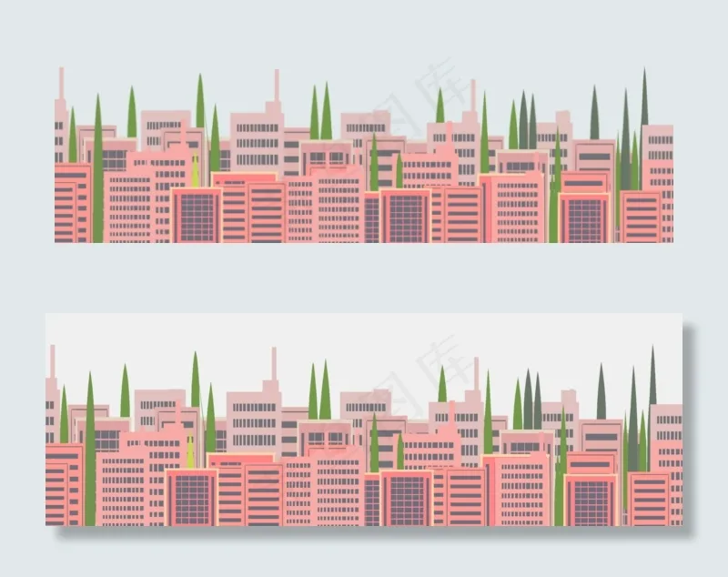建筑城市区高楼大厦(2000X668(DPI:300))psd模版下载