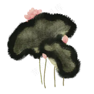 手绘中国风荷花水墨画