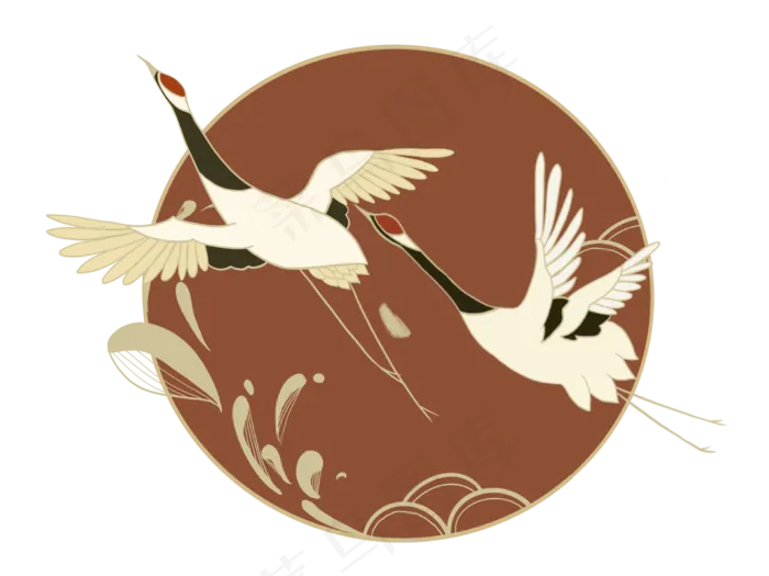 中国风仙鹤飞天日出(2224X1668(DPI:132))psd模版下载