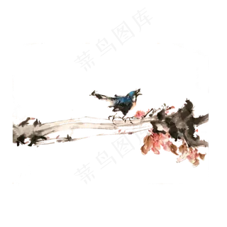 花鸟国画水墨去花鸟写意PNG,免抠元素
