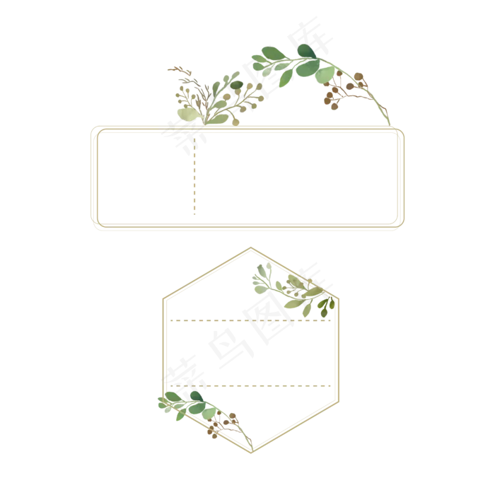 水彩叶子优惠券边框(6584*6584px 300 dpi )ai矢量模版下载